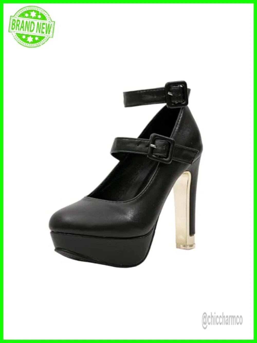 Block Heel Platform Pumps Double Ankle Straps Mary Jane Dress Sandals